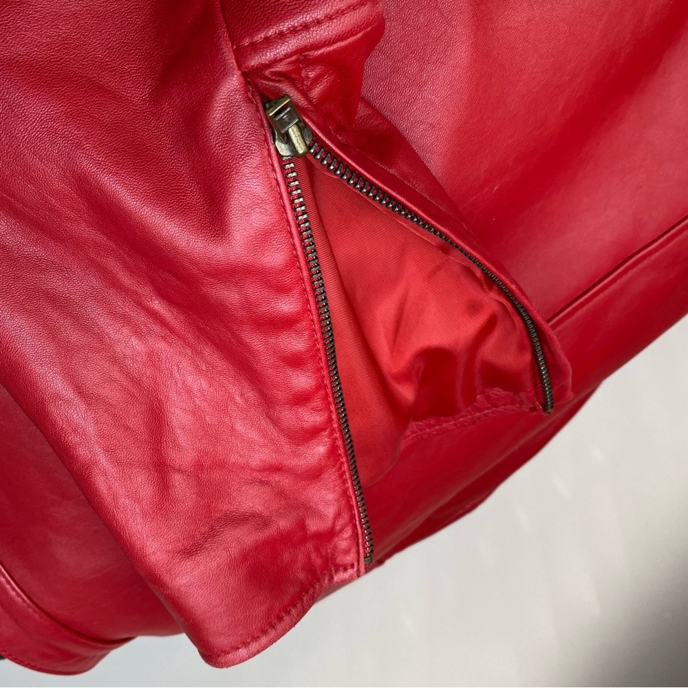 Women's Kathy Ireland Extra Large Genuine Leather Red Leather Jacket - Picture 16 of 16